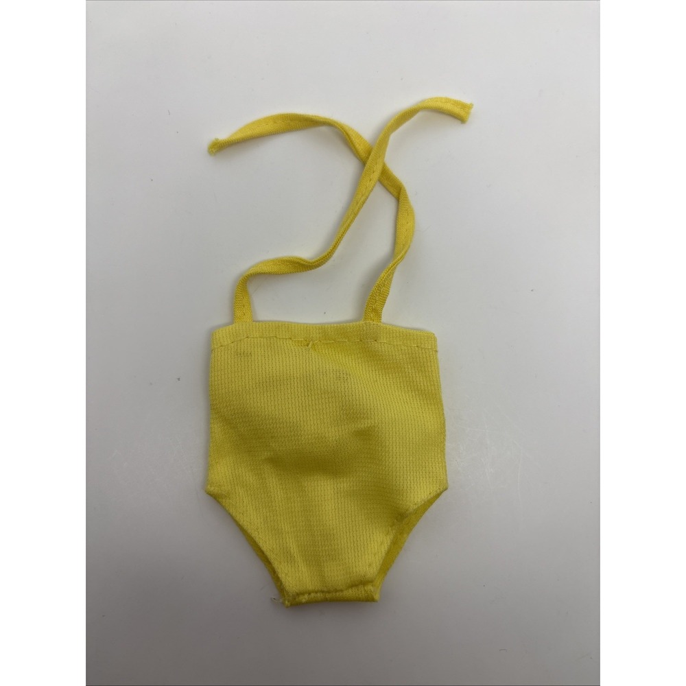 Vintage Barbie Bathing Suit Yellow With Snap And‎ Shoulder Ties